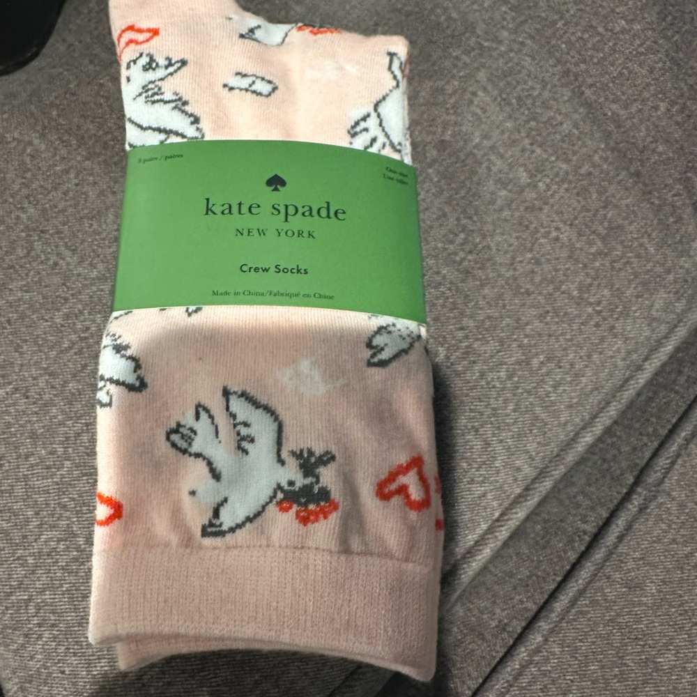 Kate Spade Kids' Light Pink Bird Pattern Socks